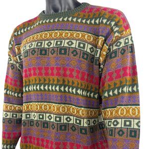 VTG Catherine’s Design Multi-Color Geometric Knit Sweater Fair Isle Crewneck